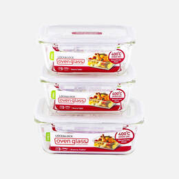 LocknLock Euro 3pc glass container set LLG429S3